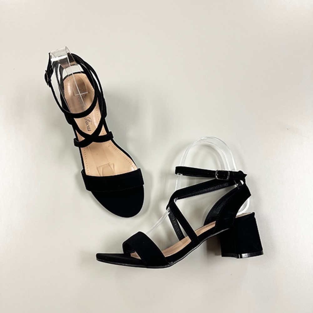 Short Heel Sandals from Fashion Focus - Oceria-1 Black